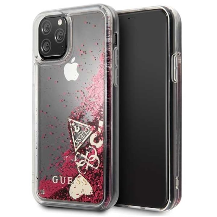 Калъф за телефон Guess Raspberry Glitter Hearts за iPhone 11 Pro