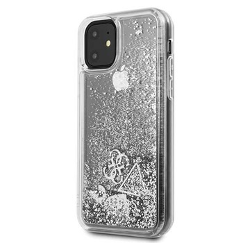 Husa iPhone 11 Guess Glitter Hearts Silver Husa iPhone 11 Guess Glitter Hearts Silver
