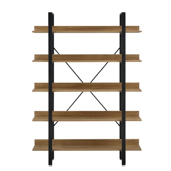 Stand cu rafturi Vancouver, en.casa, 171 x 120 x 28 cm, metal/PAL, negru/culoarea nucului, 18 Kg, cu 5 rafturi Stand cu rafturi Vancouver, en.casa, 171 x 120 x 28 cm, metal/PAL, negru/culoarea nucului, 18 Kg, cu 5 rafturi