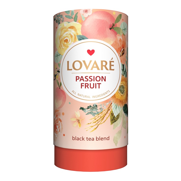 Amestec de ceai negru, plante si fructe Lovare, Passion Fruit, 80 g