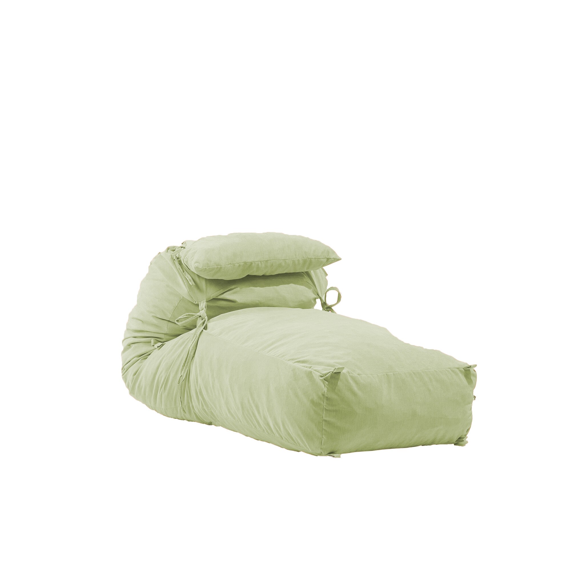 Fotoliu Pufrelax Yoga XL + Perna - Light Olive (Gama Premium) umplut cu fulgi de burete memory mix