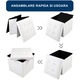 Taburet Pliabil cu Spatiu de Depozitare FizioTab®, Tip Cutie, Otoman, Piele Ecologica, 38X38X38 cm, Alb