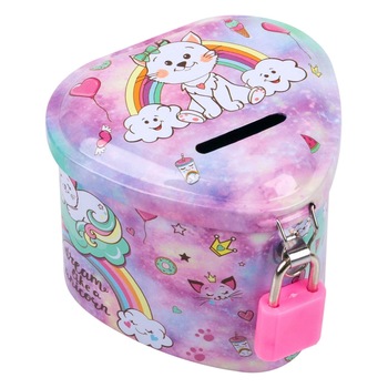 Pusculita metalica in forma de inima cu lacat, Lioness, 8 x 8 x 6 cm Pusculita metalica in forma de inima cu lacat, Lioness, 8 x 8 x 6 cm