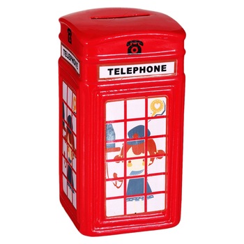 Pusculita ceramica in forma de cabina telefon londonez, DecorCasa, 7 x 14 cm Pusculita ceramica in forma de cabina telefon londonez, DecorCasa, 7 x 14 cm