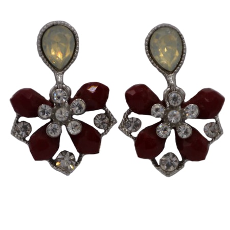 Cercei cu design fluture-floare, D&J Exclusive, rosu-alb