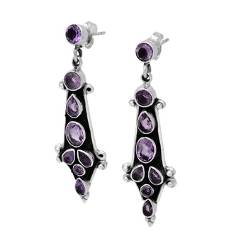 Cercei din argint cu ametist, de dama, Accent Bijuterii - Argint, Mov Cercei din argint cu ametist, de dama, Accent Bijuterii - Argint, Mov