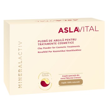 Pudra de argila pentru tratamente cosmetice Aslavital, 10 plicuri x 20 g Pudra de argila pentru tratamente cosmetice Aslavital, 10 plicuri x 20 g