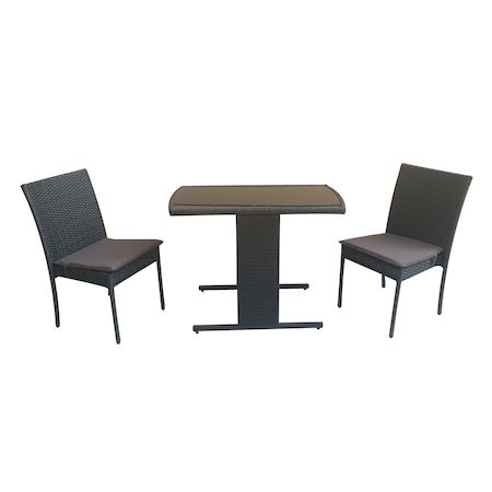 Set Masa Kring Madi 105 x 50 x 75 cm, 2 scaune 47 x 54 x 86 cm, ratan, Maro