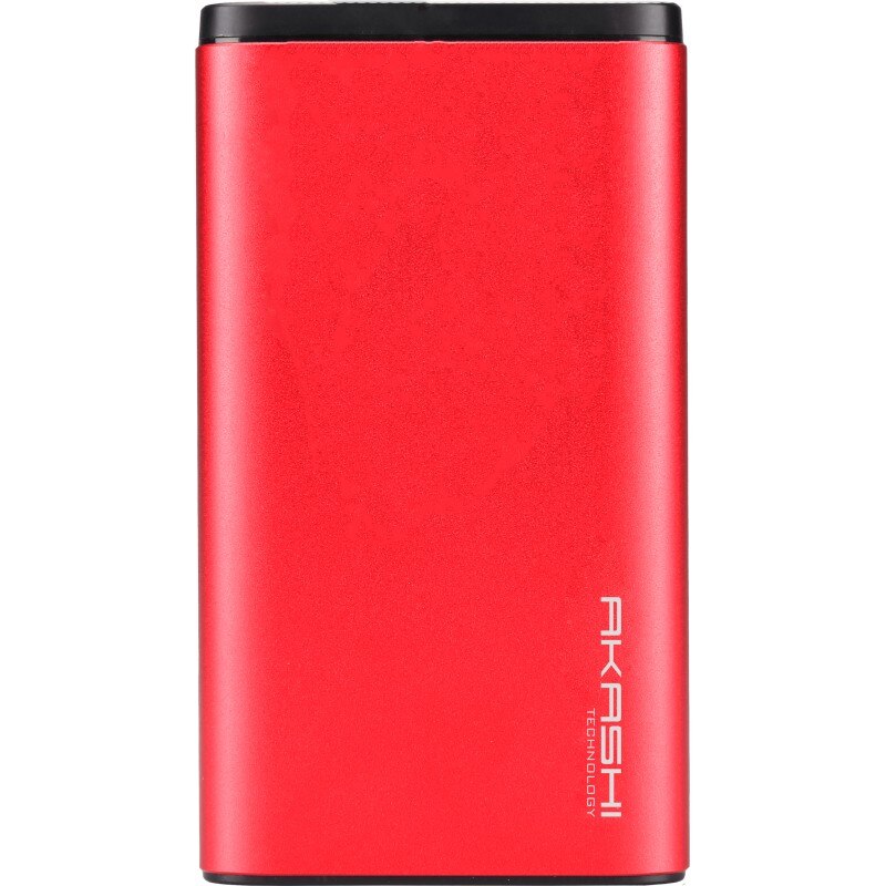 Acumulator extern slim AKASHI aluminium 10000mAh 2XUSB, USB-C, MicroUSB, Red
