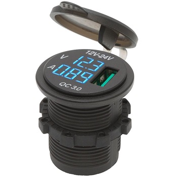 Adaptor Incarcator Auto 2-in-1 USB 12V/24V cu Afisaj LED Voltmetru si Ampermetru, Montare in Locul Brichetei Adaptor Incarcator Auto 2-in-1 USB 12V/24V cu Afisaj LED Voltmetru si Ampermetru, Montare in Locul Brichetei