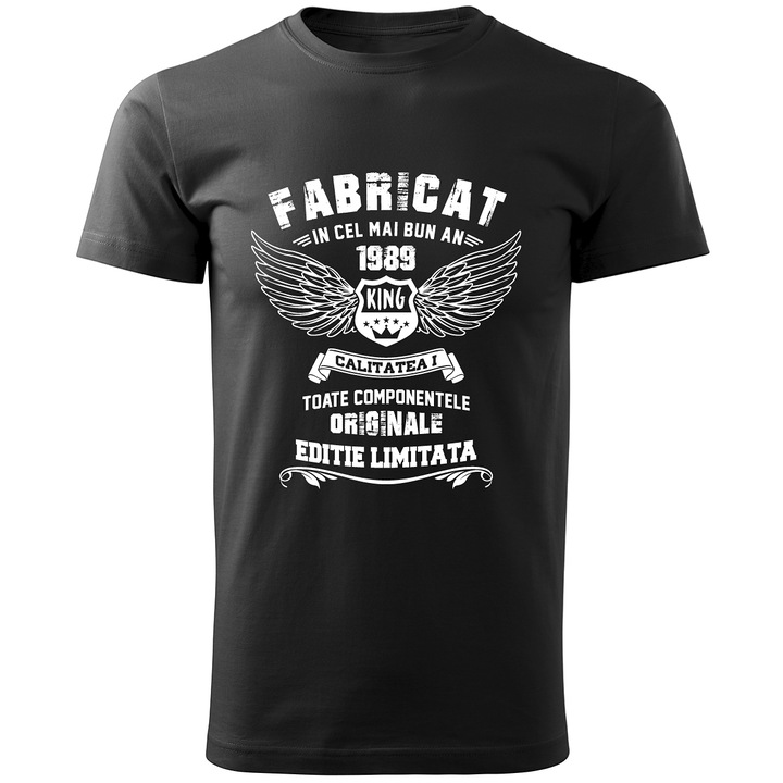 Tricou personalizat barbati, negru NASCUT IN 1989 AM 30 DE ANI marime M