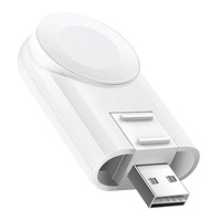 Incarcator Wireless Apple Watch Magnetic, Herablum®, Alb, Qi, fara fir, cu mufa USB reversibila (doua fete) si ajustabila, compatibil cu iWatch, Apple Watch Series 4 3 2 1, Apple Watch Sport, Apple Watch Nike plus, Apple Watch Hermes, Apple Watch Edition