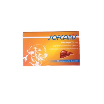 Supliment nutraceutic pentru caini, SOFCANIS Hepatique 150 mg, 60 comprimate Supliment nutraceutic pentru caini, SOFCANIS Hepatique 150 mg, 60 comprimate