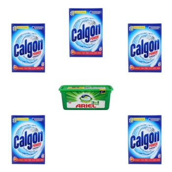 Pachet promotional 6 produse: 5 cutii calgon pudra anticalcar 500 grame + 1 cutie detergent capsule Ariel 3 in 1 PODS Mountain Spring, 39 spalari Pachet promotional 6 produse: 5 cutii calgon pudra anticalcar 500 grame + 1 cutie detergent capsule Ariel 3 in 1 PODS Mountain Spring, 39 spalari