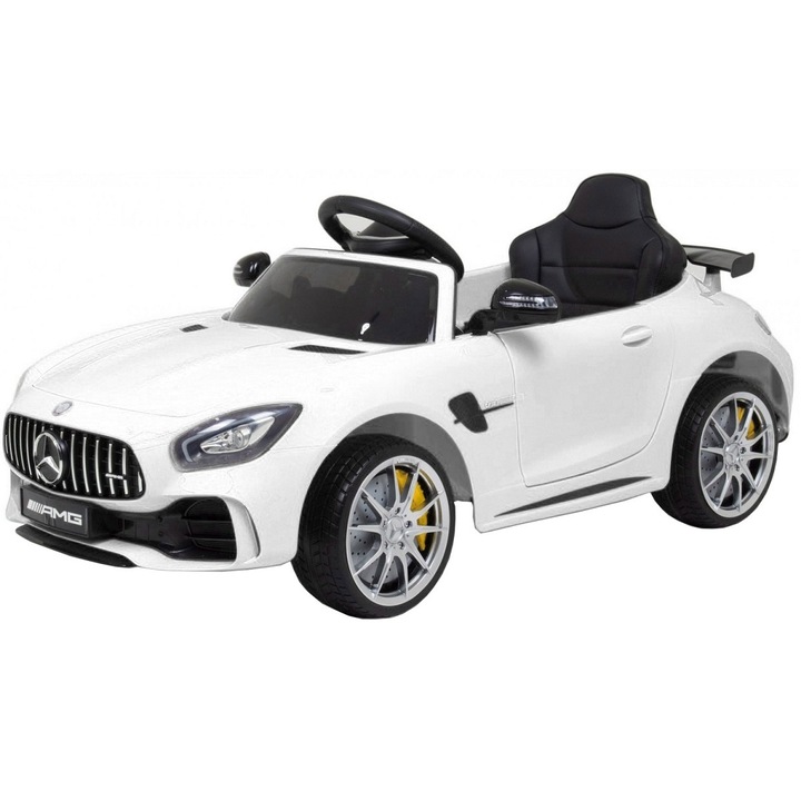 Masinuta electrica Premier Mercedes GT-R, 12V, roti cauciuc EVA, scaun piele ecologica, alb