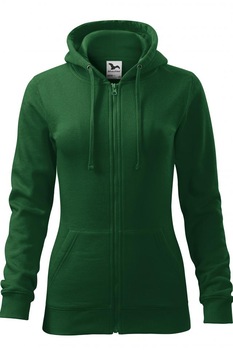 Hanorac pentru dama Trendy Zipper, Verde sticla Hanorac pentru dama Trendy Zipper, Verde sticla