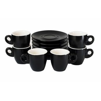 Set cesti espresso 70 ml, negru mat, 6 cesti si 6 farfurioare