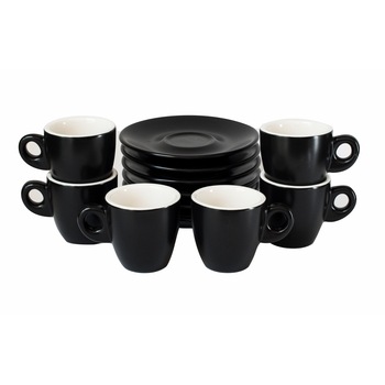 Set cesti espresso 70 ml, negru mat, 6 cesti si 6 farfurioare Set cesti espresso 70 ml, negru mat, 6 cesti si 6 farfurioare