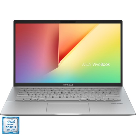Laptop ultraportabil ASUS VivoBook S14 S431FL cu procesor Intel® Core™ i5-8265U pana la 3.90 GHz Whiskey Lake, 14", Full HD, 8GB, 256GB SSD, NVIDIA GeForce MX250 2GB, Free DOS, Silver