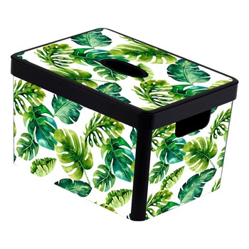 Cutie depozitare HEREVIN Mark.B7, Cu decoratiuni frunze, Plastic, 20 l, 38 X 28 X 23 cm Cutie depozitare HEREVIN Mark.B7, Cu decoratiuni frunze, Plastic, 20 l, 38 X 28 X 23 cm