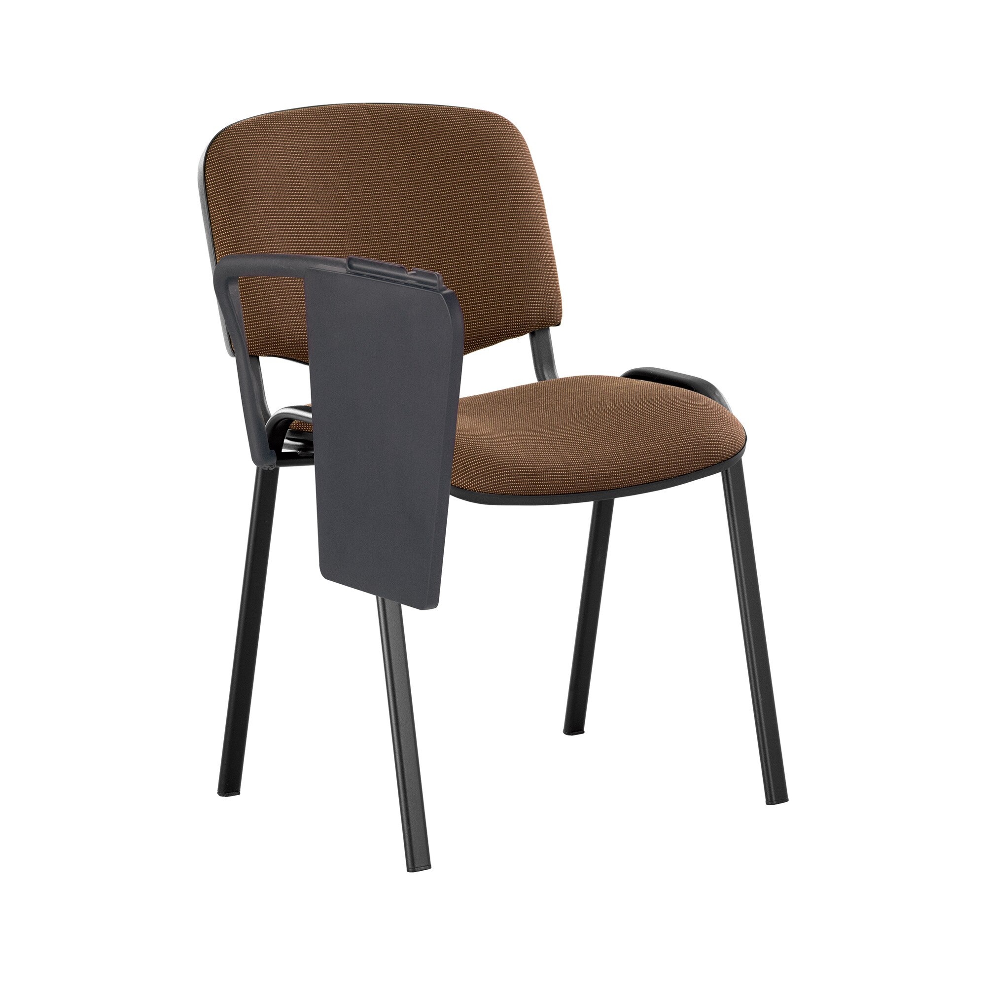 Scaun vizitator MF ISO BLACK cu masuta, Maro stofa cagliari