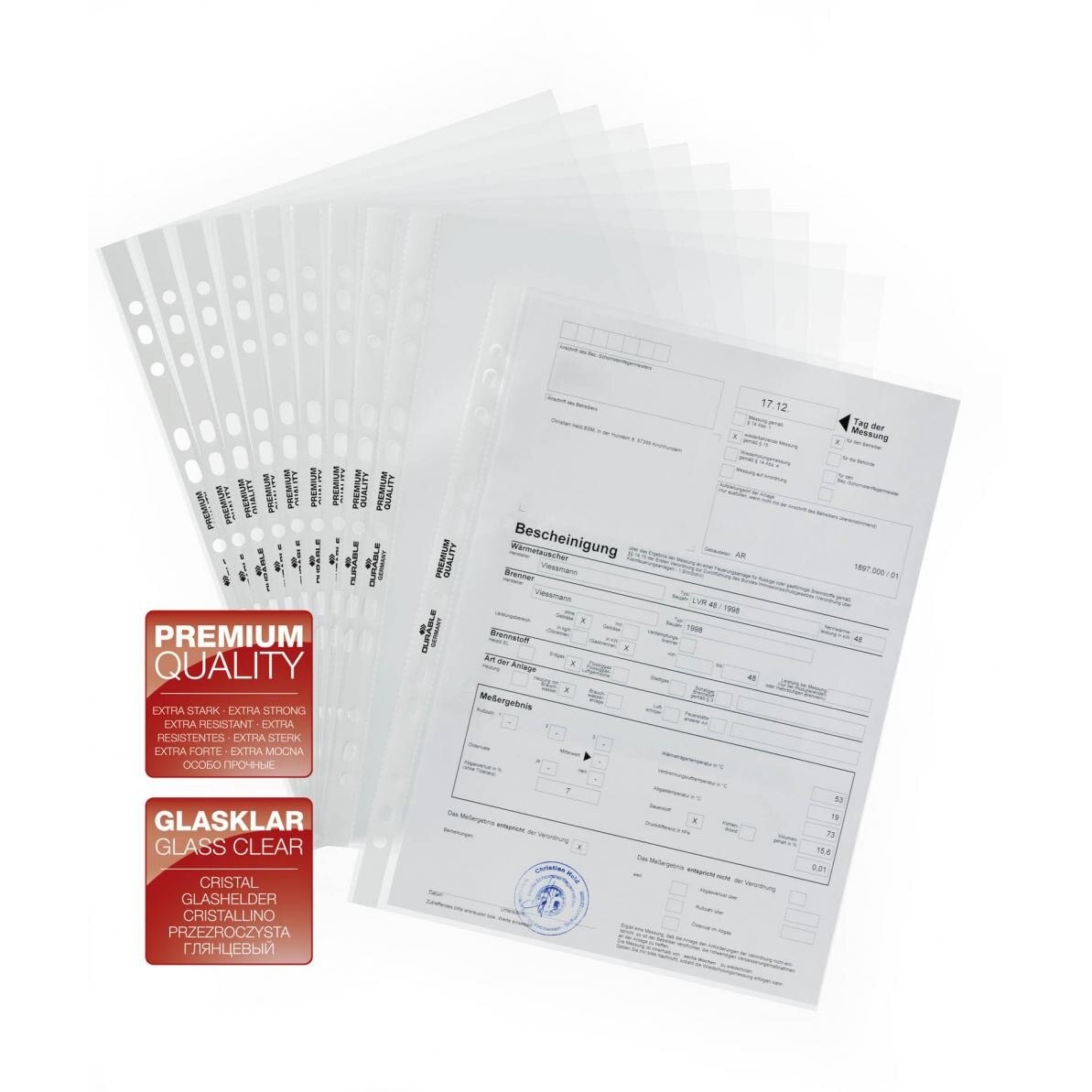 Folie protectie A4 Cristal Durable 10/set