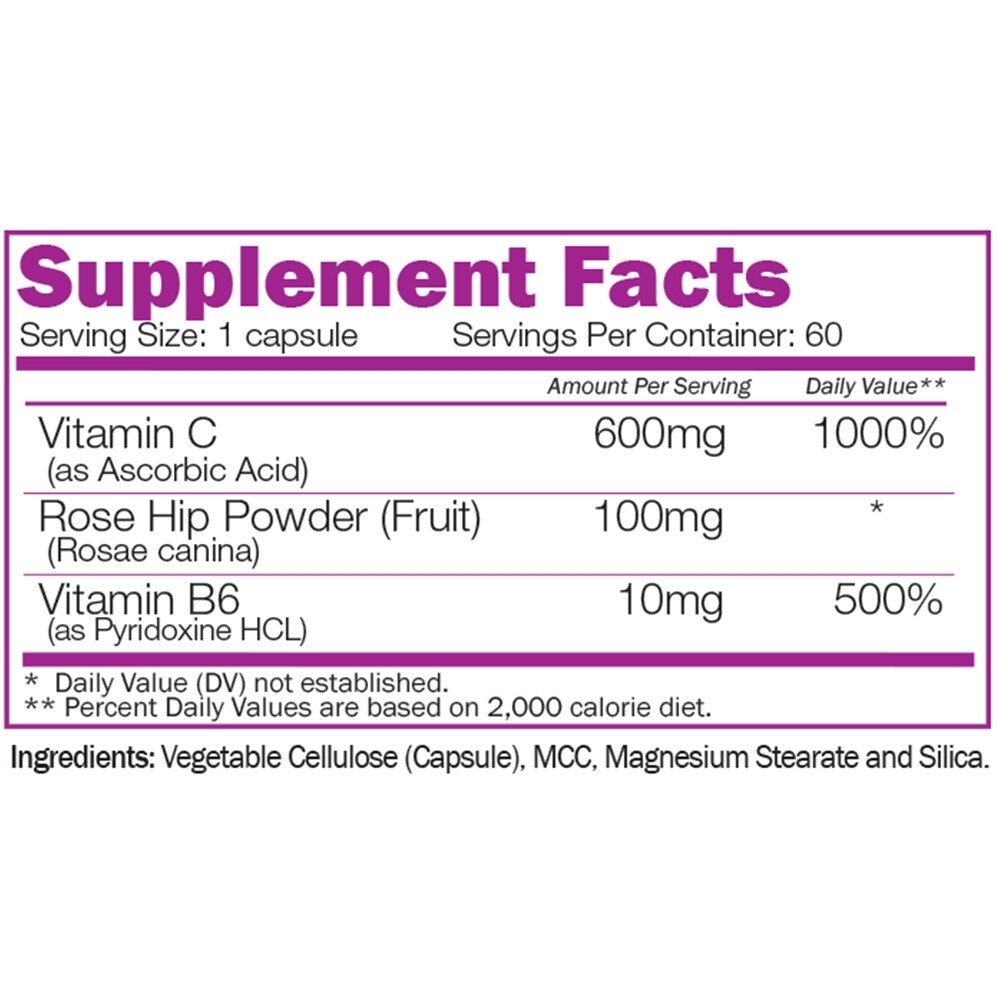 Витамин С комплекс с шипка Naturalico Synergistic C Complex 60 Caps