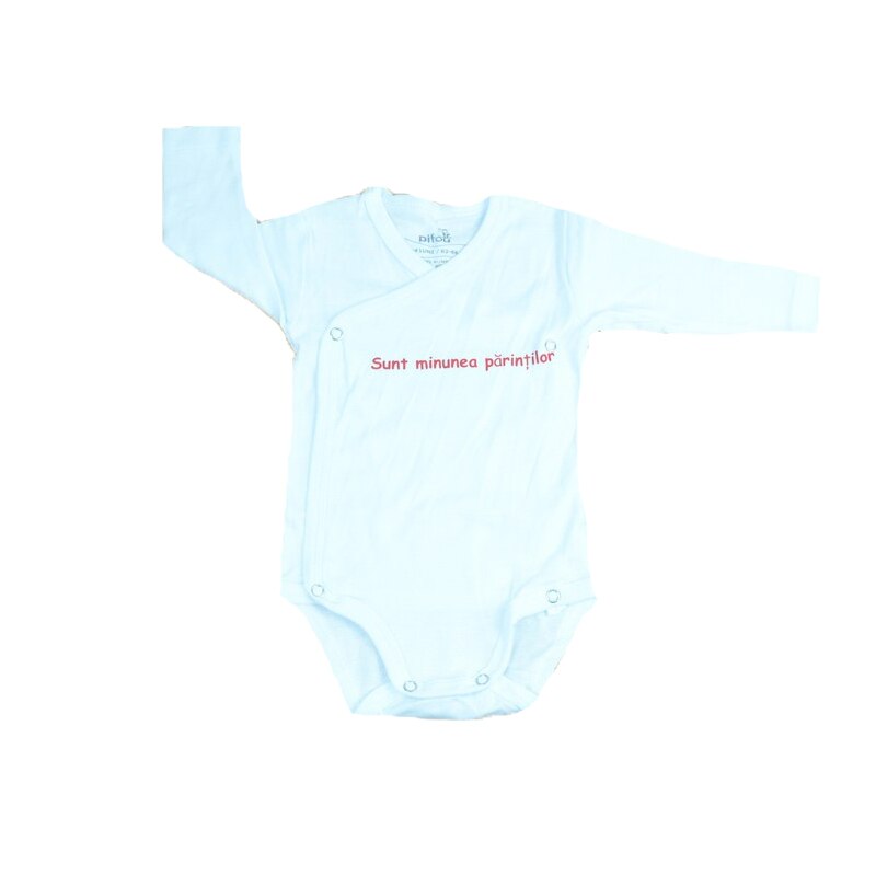 Body cu maneca lunga bebelusi Pifou Model 10 M10-A11, Alb