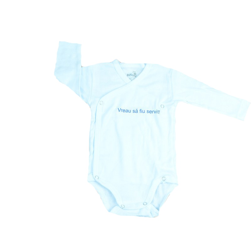 Body cu maneca lunga bebelusi Pifou Model 10 M10-A14, Alb