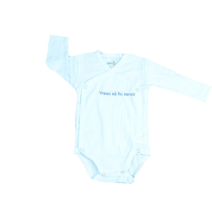 Body cu maneca lunga bebelusi Pifou Model 10 M10-A14, Alb, 62 cm