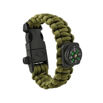 Kit Supravietuire tip Bratara Survival 5-in-1 Paracord, busola, fluier, franghie, cutit si tija scantei pentru aprindere foc Kit Supravietuire tip Bratara Survival 5-in-1 Paracord, busola, fluier, franghie, cutit si tija scantei pentru aprindere foc