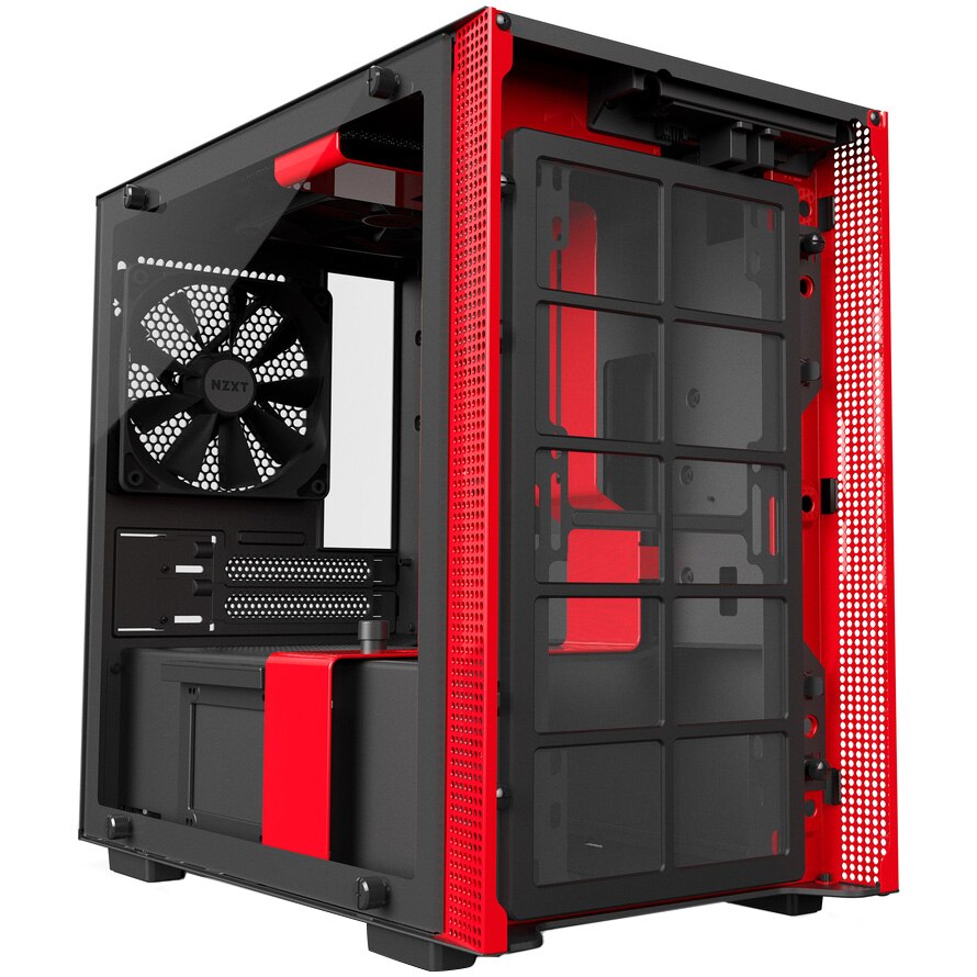 Carcasa NZXT H200, Mini Tower, fara sursa, Mini-ITX, Matte Black/Red