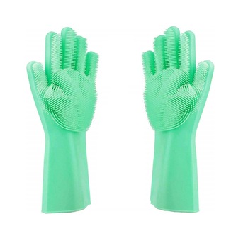 Manusi din silicon, cu functie de periere si curatare, multifunctionale, reutilizabile, verde FMD218 Manusi din silicon, cu functie de periere si curatare, multifunctionale, reutilizabile, verde FMD218