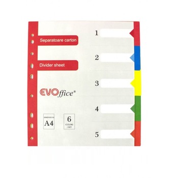 Separatoare din Carton EVOffice, Format A4, 5 Culori/Set, Index din Carto - Despartitoare din Carton Separatoare din Carton EVOffice, Format A4, 5 Culori/Set, Index din Carto - Despartitoare din Carton