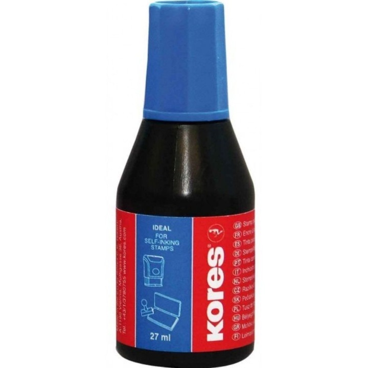 BrandPAPER Kores Bélyegzőfesték, 27 ml, kék szín, Irodai tinta