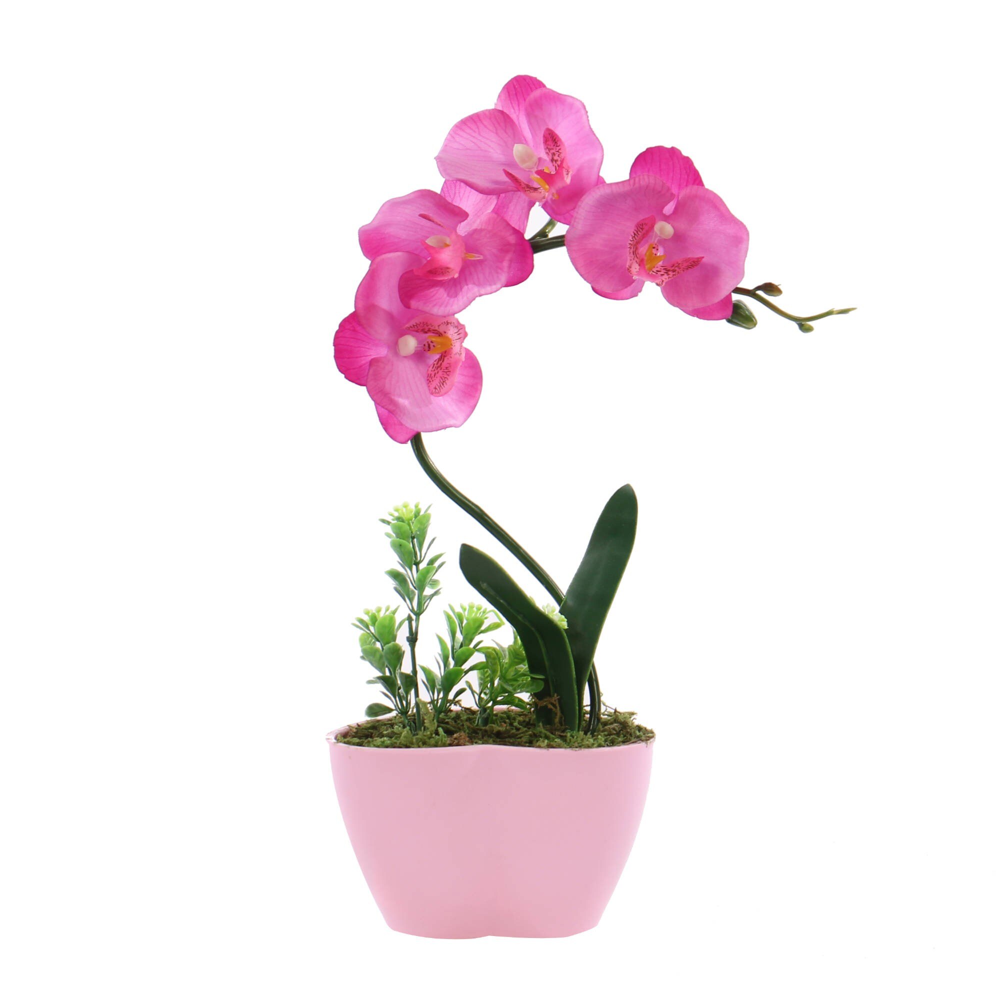 Orhidee artificiala iMKⓇ, H 24 cm, Rezistenta la umiditate, Roz, Aspect natural, AN