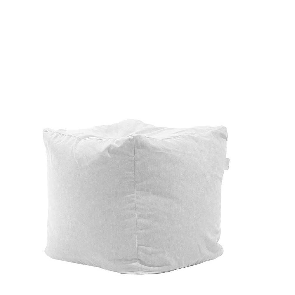 Fotoliu Pufrelax Taburet Cub (Gama Premium), - Angora Grey cu husa detasabila textila, umplut cu perle polistiren