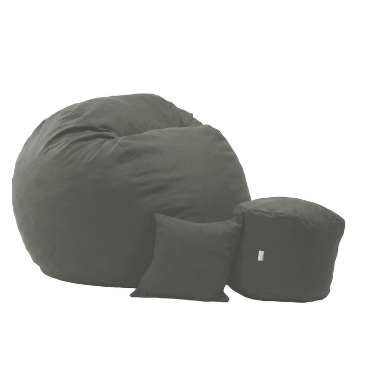 Pufrelax Babzsák, török, Moon Gray, prémium, memóriakeverékes szivacspelyhekkel töltve