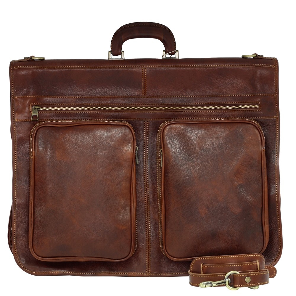 Geanta PORT COSTUM, din piele naturala vachetta tip superior, culoarea coniac, SUVERAN, 4018A