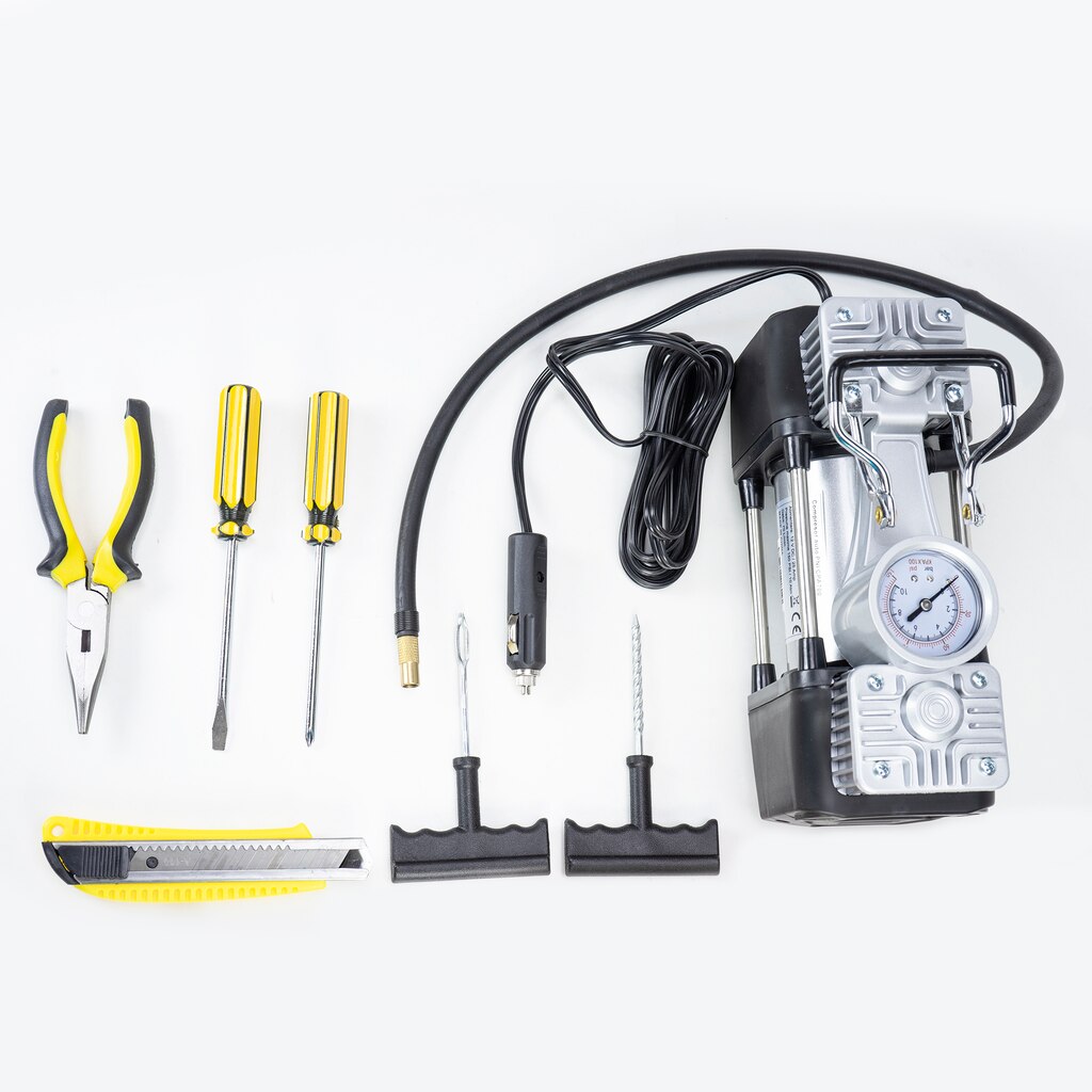 Compressore Bicilindrico 12v PNI Compressore Per Auto CPA700 A Doppio Pistone E Pacchetto Riparazione Pneumatici 12v 25a 000 Bar 43699417 Compressore 12v