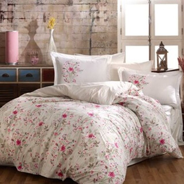 Lenjerie de pat bumbac Hobby ROYAL FUSYA pentru 2 persoane, lenjerie pat dublu, 4 piese, 200x220 / 50x70, 100% bumbac poplin