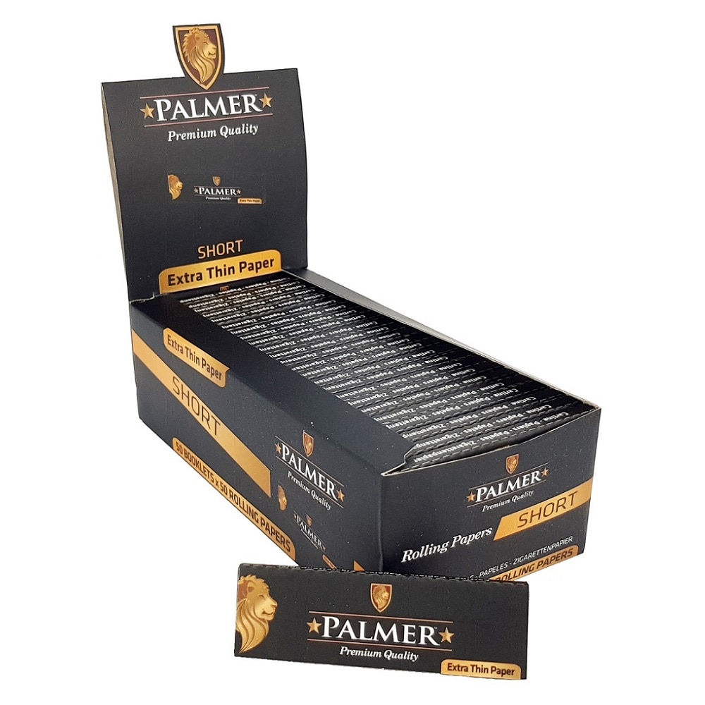 Set 50 pachete, cu 50 foite pentru rulat tigarete Palmer Black Standard, ardere lenta, ultra subtire, 70 mm