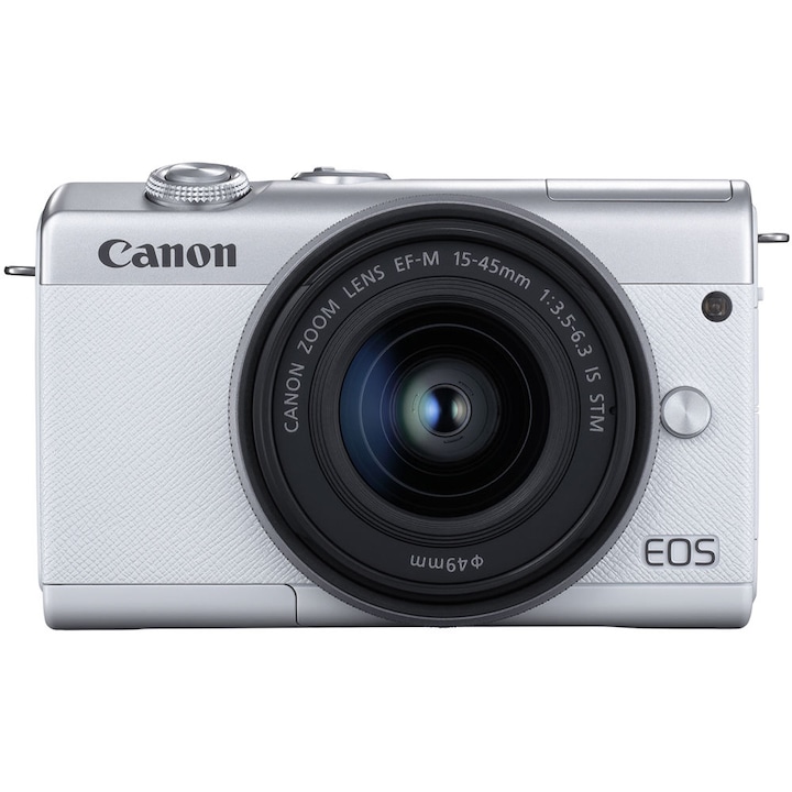 Canon EOS M200 tükör nélküli fényképezőgép, 24,1 MP, 4K, fehér + 15-45 mm-es objektív