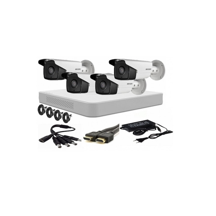 Sistem supraveghere Hikvision Hilook, 2 camere 2MP, IR 20m, DVR 4 canale, 2MP, Autocolant Rovision