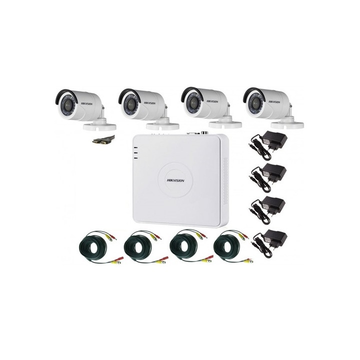 Sistem supraveghere mixt audio-video 2 camere Turbo HD 2MP DVR 4 canale, HDD 500GB
