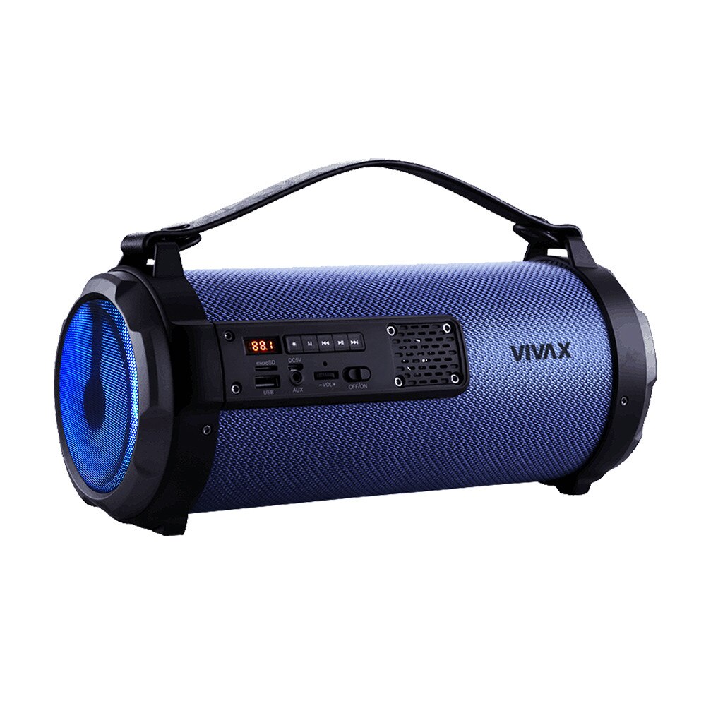 Boxa portabila Bluetooth Vivax BS-101 Blue Iluminare LED, MP3, USB, AUX in, MicroSD, 3000mAh, FM Radio