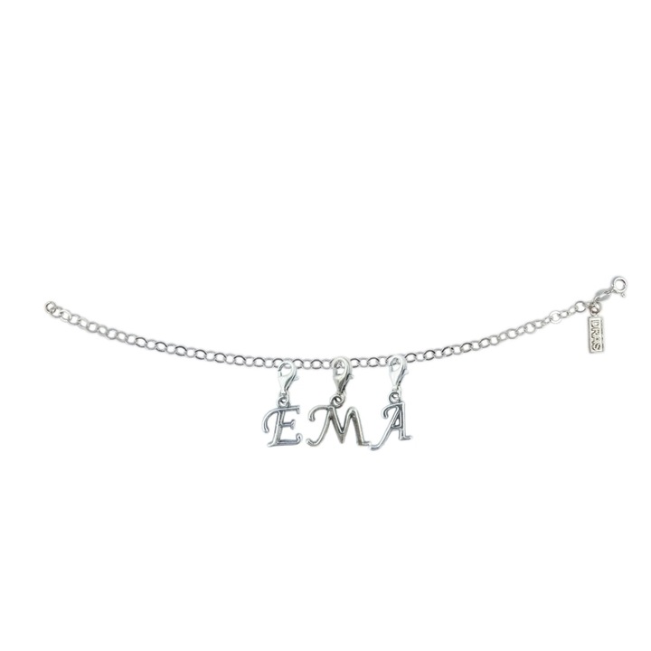 Személyre szabott ezüst karkötő név Ema ezüst betűs medálok állítható karabiner GIOTTO665 Dras