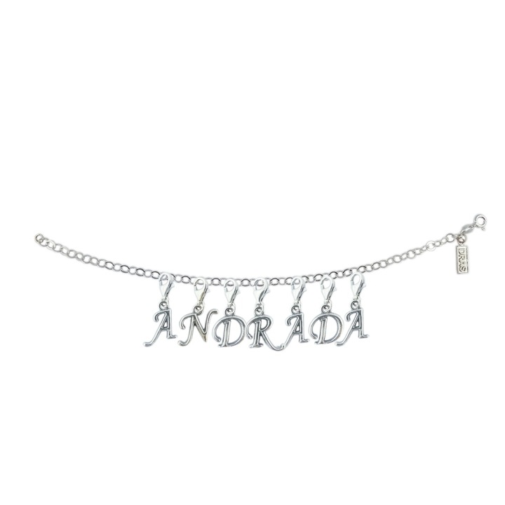 Személyre szabott ezüst karkötő név Andrada ezüst betűs medálok állítható karabiner GIOTTO1150 Dras