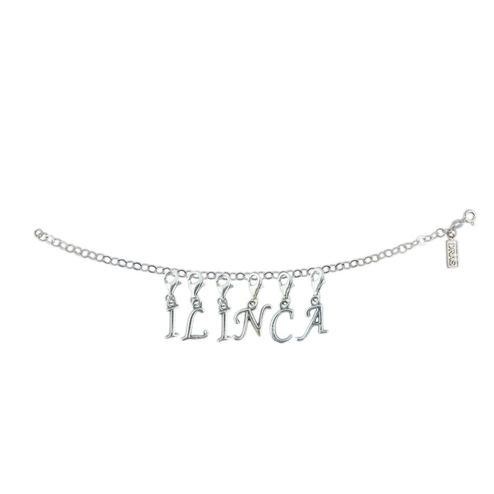 Személyre szabott ezüst karkötő név Ilinca betűs medálok ezüst állítható karabiner GIOTTO925 Dras