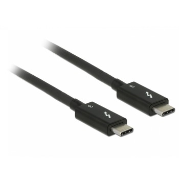 Cablu Thunderbolt 3 (40 Gb/s) USB-C pasiv T-T 0.5m 5A Negru, Delock 84844 Cablu Thunderbolt 3 (40 Gb/s) USB-C pasiv T-T 0.5m 5A Negru, Delock 84844